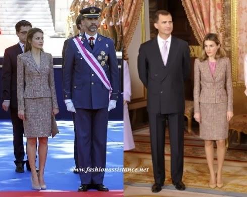 Letizia repite traje de tweed de Felipe Varela en Valencia