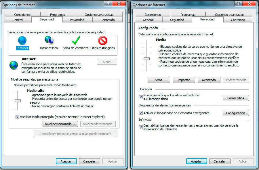 seguridad windows navegadores internet explorer