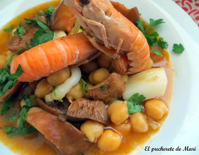 GARBANZOS CON REBOLLONES Y CIGALAS GARBANZOS CON REBOLLONES Y CIGALAS