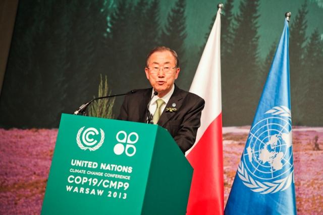 Ban Ki Moon inagurando la COP19 de Varsovia