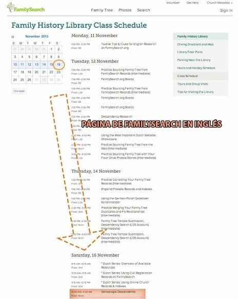 FHL Class in Spanish Agenda Clases Biblioteca Historia Familiar SLC