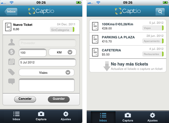 Captio. Cómo automatizar la recopilación de gastos UI de captura móvil
