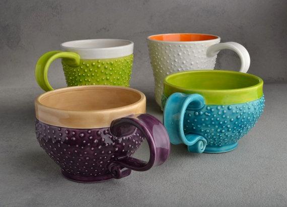 Dottie mugs. How fun are these? Betcha  you can't stop feeling those bumps!