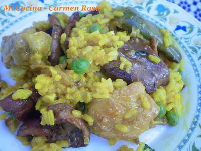 ARROZ CON POLLO, NISCALOS, ALCACHOFAS Y CHICHAROS ARROZ CON POLLO, NISCALOS, ALCACHOFAS Y CHICHAROS