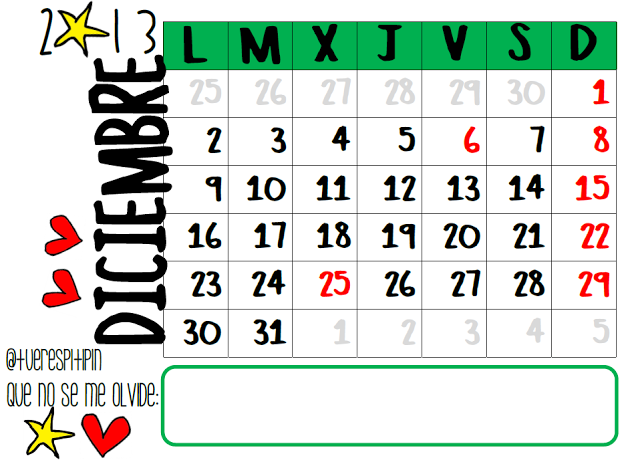 Calendario diciembre 2013 {listo para imprimir}
