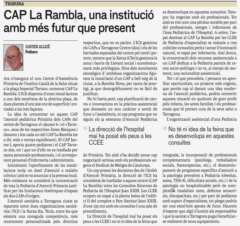 Un Centro de Atención Primaria de Pediatria o un experimento fallido Un Centro de Atención Primaria de Pediatria o un experimento fallido
