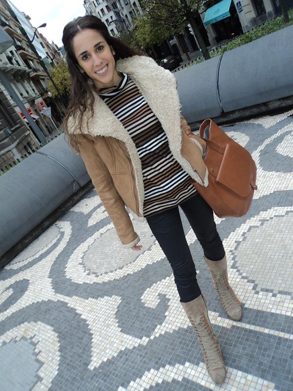 Camel & Black shearling jacket