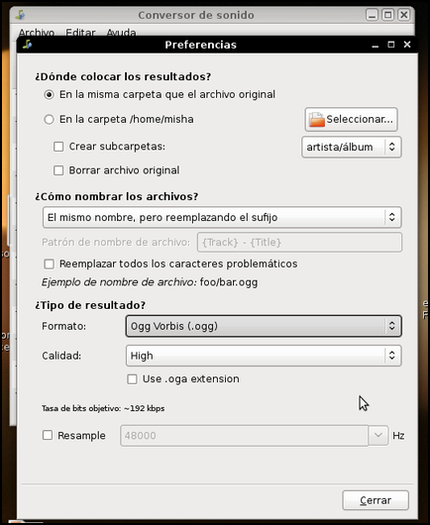 Convertir música a formatos libres. Convertir música a formatos libres.