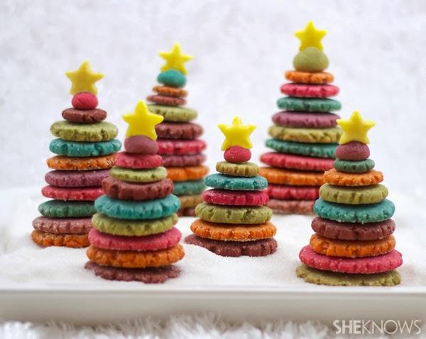 Árboles de navidad hechos con galletas