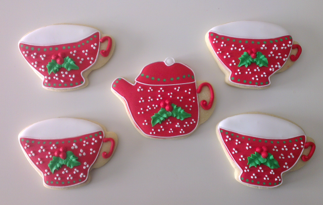 galletas decoradas con glasa real juego de te para navidad