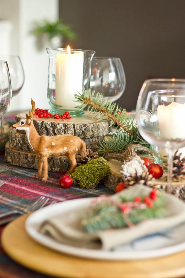 DECORACION DE MESA DE NAVIDAD CON ESTILO DE LA MONTAÑA