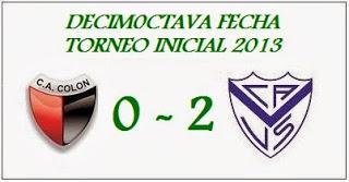 Colón:0 - Vélez:2 (Fecha 18°) Colón:0 - Vélez:2 (Fecha 18°)