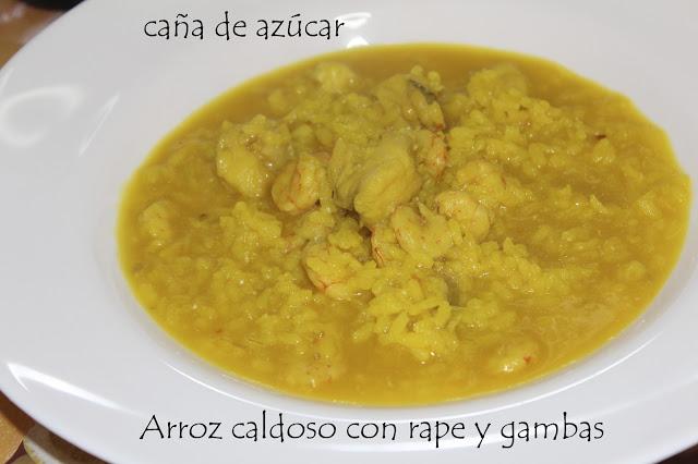 Arroz caldoso con rape y gambas Arroz caldoso con rape y gambas