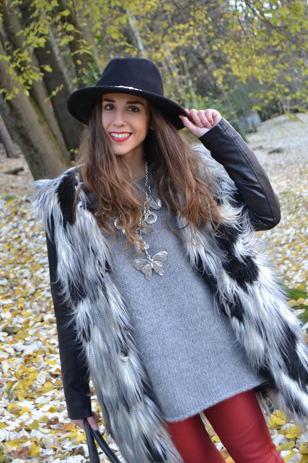 Red and grey black hat