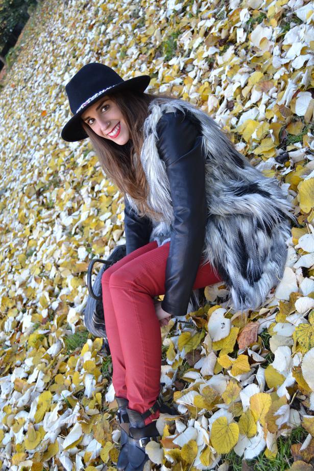 Red and grey yeti coat