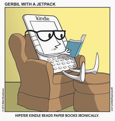 Viñeta vista en Gerbilwithajetpack.com Libros vs e-books: la batalla que ganó el lector (en 25 viñetas)
