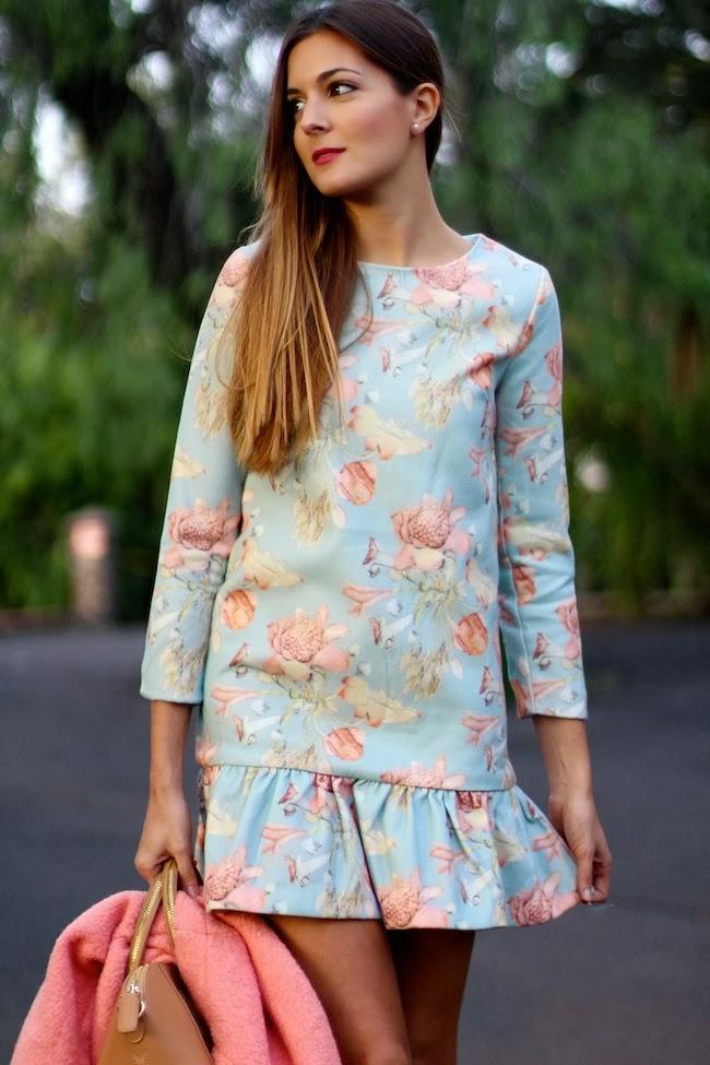 Pink Coat and blue dress Pink Coat and blue dress