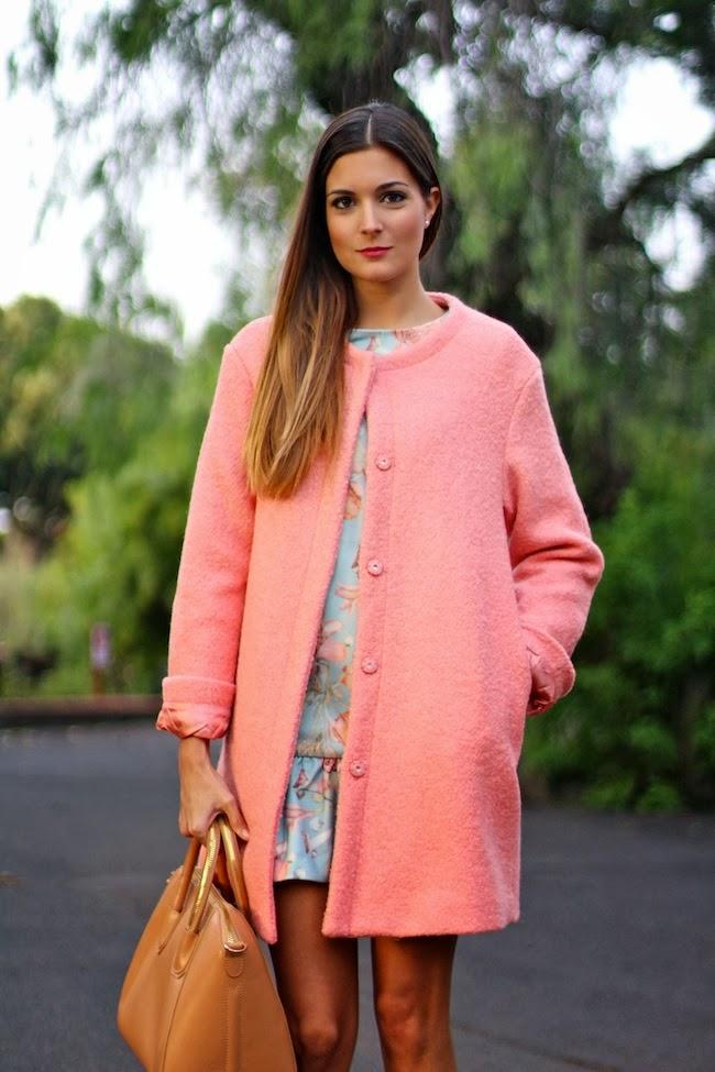 Pink Coat and blue dress Pink Coat and blue dress