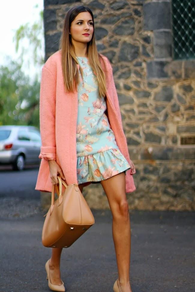 Pink Coat and blue dress Pink Coat and blue dress