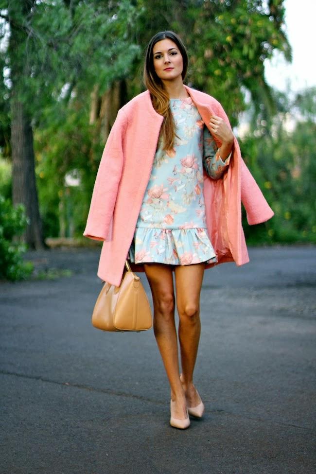 Pink Coat and blue dress Pink Coat and blue dress