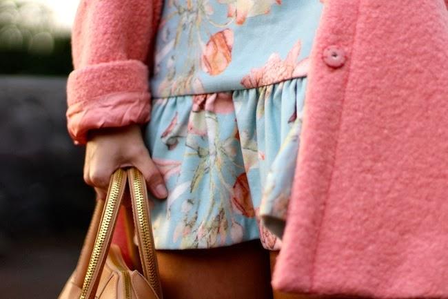 Pink Coat and blue dress Pink Coat and blue dress