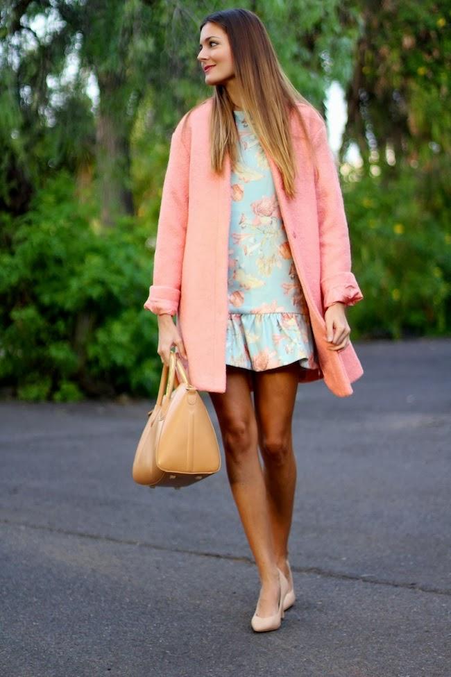 Pink Coat and blue dress Pink Coat and blue dress