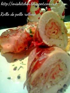 Rulo de muslos de pollo rellenos con salsa de nata a las tres pimientas! Rulo de muslos de pollo rellenos con salsa de nata a las tres pimientas!