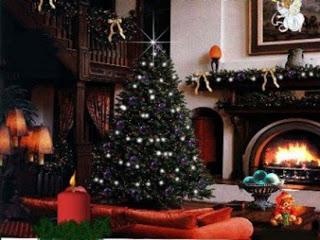 Salas con chimeneas decoradas para navidad