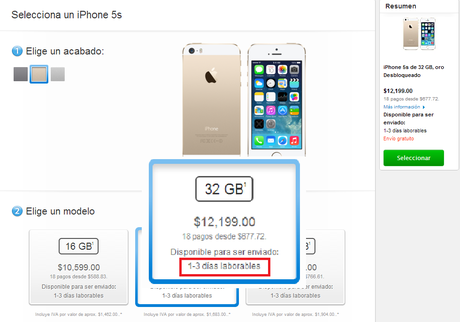 El iPhone 5s empieza a tener una disponibilidad de 1 a 3 días en la Apple Store Online iPhonef El iPhone 5s empieza a tener una disponibilidad de 1 a 3 días en la Apple Store Online