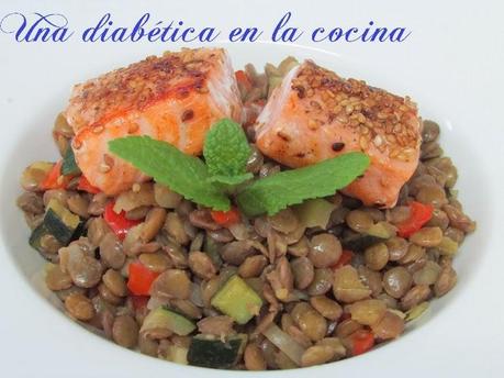 Lentejas salteadas con salmón y el conteo de sus distintas raciones Lentejas salteadas con salmón y el conteo de sus distintas raciones