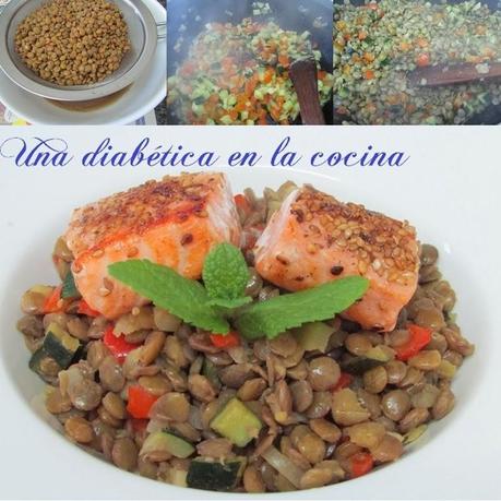 Lentejas salteadas con salmón y el conteo de sus distintas raciones Lentejas salteadas con salmón y el conteo de sus distintas raciones