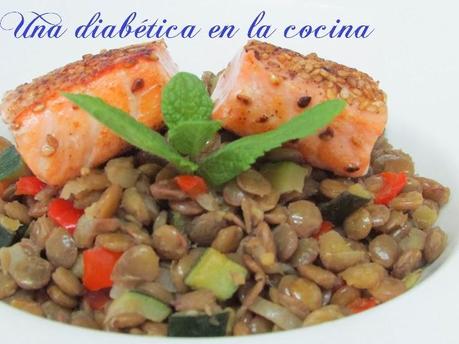 Lentejas salteadas con salmón y el conteo de sus distintas raciones Lentejas salteadas con salmón y el conteo de sus distintas raciones