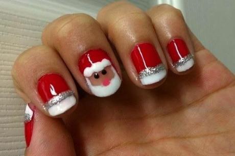Manicura de papá noel Manicura de papá noel