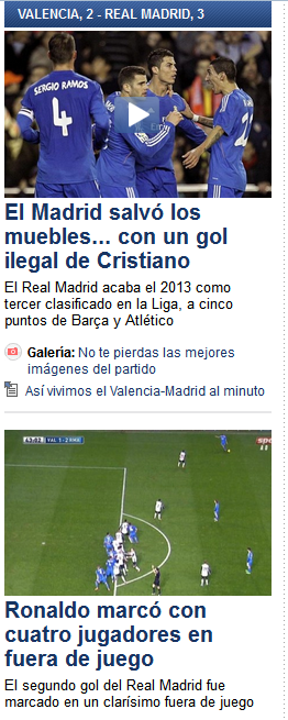 El diario Sport omite las jugadas en las que sale beneficiado el Barça en Getafe