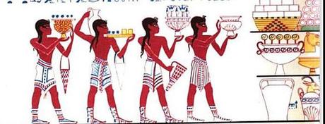 Minoicos o Egeos del páis de Kefti (¿Creta?) de la tumba de Rej-mi-Ra (Dinastía XVIII). Minoicos o Egeos del páis de Kefti (¿Creta?) de la tumba de Rej-mi-Ra (Dinastía XVIII).