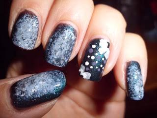 Manicura Galaxias con flores manicura original