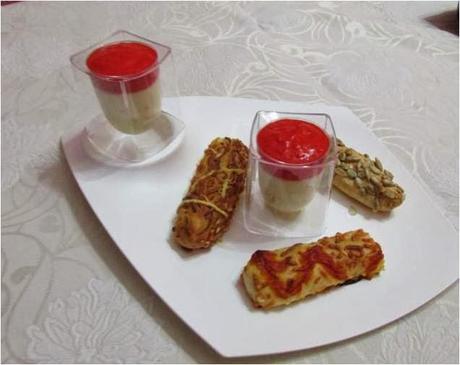 CREMA DE BACALAO CON CREMA DE PIMIENTOS CREMA DE BACALAO CON CREMA DE PIMIENTOS