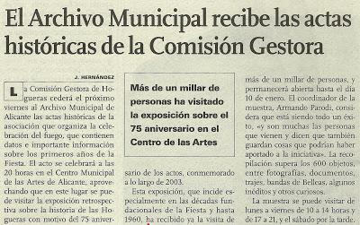 Crónica de una exposición histórica: 75 Aniversari de Les Fogueres de Sant Joan Crónica de una exposición histórica: 75 Aniversari de Les Fogueres de Sant Joan