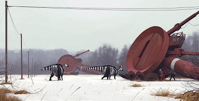 Los dinosaurios invernales de Simon Stålenhag
