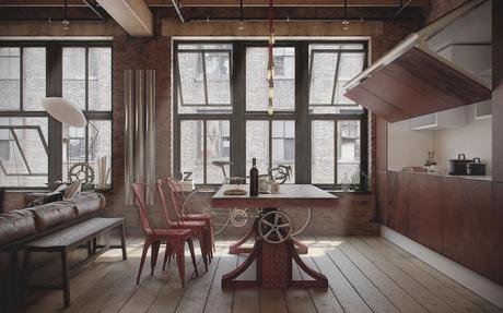 Un loft industrial muy masculino