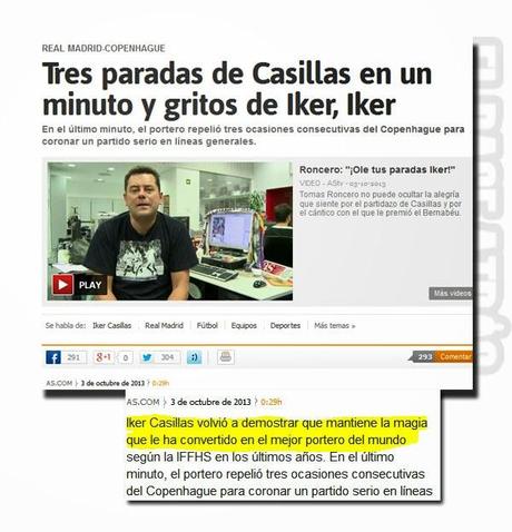 Doble rasero del Marca y As con las paradas de Diego López e Iker Casillas