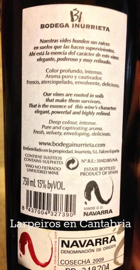 Tinto Inurrieta 2009: Como dice Juan Mari Puro Vicio