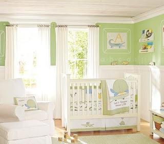Bellos cuartos de bebé en color verde