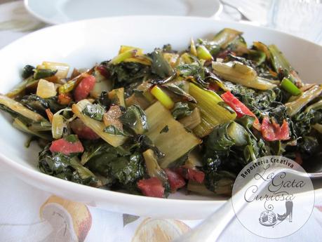 ACELGAS CON AJOS TIERNOS Y JAMÓN IBERICO ACELGAS CON AJOS TIERNOS Y JAMÓN IBERICO