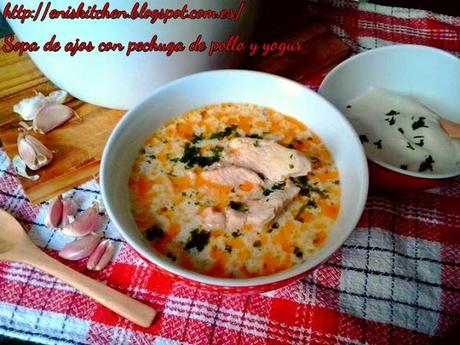 ¡Sopa de pollo, ajos blancos y yogur! ¡Sopa de pollo, ajos blancos y yogur!