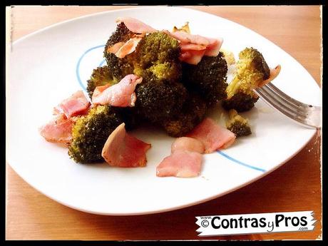 … del brócoli al horno con ajo y limón y un toque de bacon Brócoli