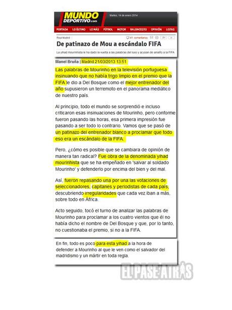 Mundo Deportivo y las irregularidades de la FIFA en el BDO (Mourinho)