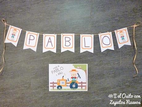 LO DE MARIOLA... ¡ES TODO UN RETO! cumpleaños osito granjero guirnalda oblea tarta toppers etiquetas fajitas fiesta