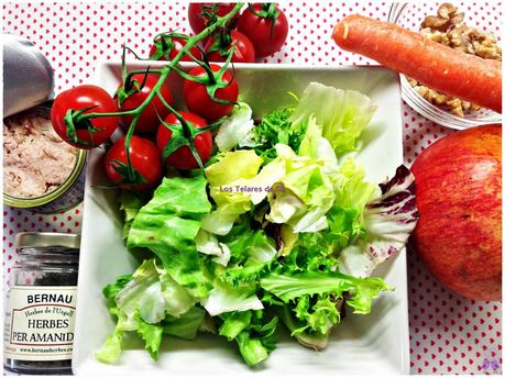 ENSALADA VARIADA CON GRANADA Y SALSA ROMESCO ENSALADA VARIADA CON GRANADA Y SALSA ROMESCO