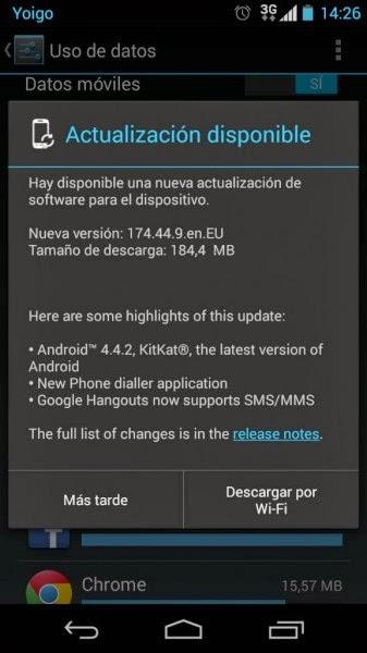 Actualizar a android 4.4.2 kitkat el Moto G